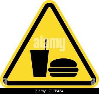 Kein Warnhinweis zum Essen oder Trinken. Industrielle Sicherheitsschilder und -Symbole. Stock Vektor
