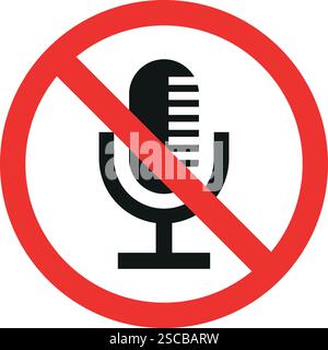 Kein Mikrofonzeichen. Verbotene Zeichen und Symbole. Stock Vektor