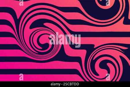 Abstrakter horizontaler Hintergrund mit bunten Wellen. Optischer Illusionsvektor Stock Vektor