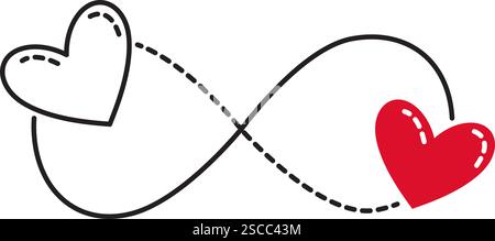 Endlose Liebe Doodle Stil Hand gezeichnet trendy flache Stil Liebe isolierte Icon romantisches Symbol der Liebe für Web Grafik Design Poster Tattoo Valentinstag Grußkarte Linie Kunst Vektor Illustration Stock Vektor