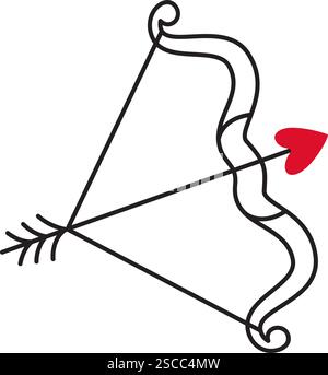 Cupid Schleife mit einem Pfeil Kritzelstil handgezeichnet trendige flache Stil Liebe isolierte Icon romantisches Symbol der Liebe für Web Grafik Design Poster Tattoo Valentinstag Karte Linie Kunst Vektor Illustration Stock Vektor