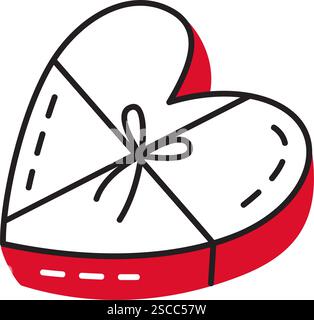 Herz geformte Box Doodle Stil Hand gezeichnet trendy flache Stil Liebe isolierte Icon romantisches Symbol der Liebe für Web Grafik Design Poster Tattoo Valentinstag Grußkarte Linie Kunst Vektor Illustration Stock Vektor