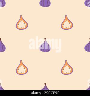 Abb. nahtloses Muster. Feigen Obst. Organische Vitamine und gesunde Ernährung. Flaches Design. Vektor Stock Vektor