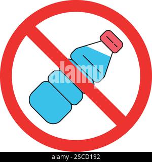 Kein Schild mit Wasserflasche. Verbotene Zeichen und Symbole. Stock Vektor