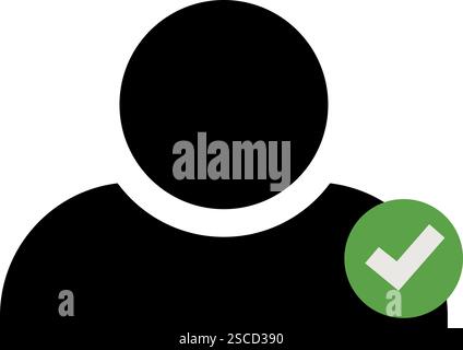 Symbol für das Häkchen des geprüften Benutzers. Geschäftszeichen und -Symbole. Stock Vektor