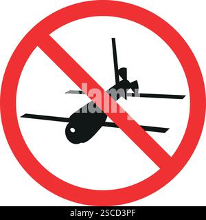 Keine Flugzone für Drohnen. Sicherheitsschilder und -Symbole. Stock Vektor