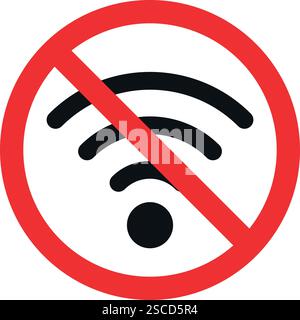 Kein wlan-Signal. Verbotene Zeichen und Symbole. Stock Vektor