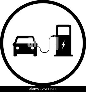 Schild für Batterieladestation für Elektrofahrzeuge. Stock Vektor