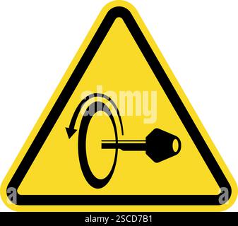 Warnschild „Motor ausschalten“. Schwarz auf gelbem Hintergrund. Sicherheitsschilder und -Symbole. Stock Vektor