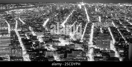 Blick auf Manhattan bei Nacht vom ehemaligen World Trade Center, 11. September 2000, ein Jahr vor der Zerstörung, New York City, USA, North Amer Stockfoto
