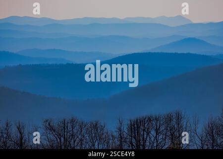 Panoramablick auf den Blue Ridge Parkway in North Carolina Stockfoto