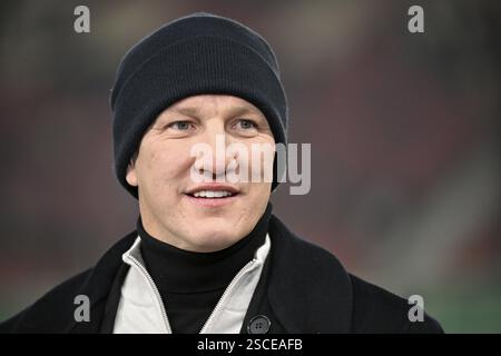 ARD-TV-Experte Bastian Schweinsteiger, Kappe, Porträt DFB Cup, MHPArena, MHP Arena Stuttgart, Baden-Württemberg, Deutschland, Europa Stockfoto