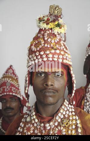 Gondhali aus Sholapur District, Maharashtra, Indien MR#687W, 687V Stockfoto