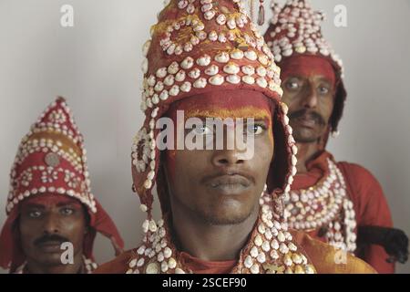 Gondhali aus Sholapur District, Maharashtra, Indien MR#687W, 687V, 687X Stockfoto