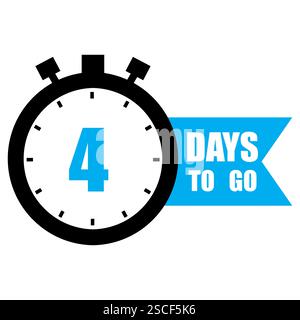Symbol für die Countdown-Uhr. Nummer vier hervorheben. Noch 4 Tage. Vektorzeitentwurf. Stock Vektor