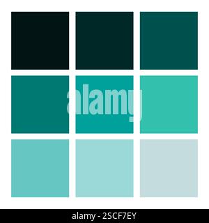 Farbpalette Petrol. Farbverlauf eingestellt. Cool Shades Kollektion. Symmetrisches Vektorraster. Stock Vektor