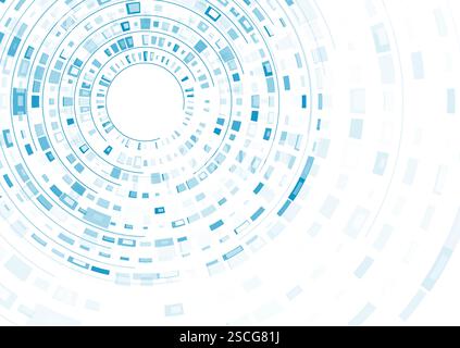 Abstrakte blaue geometrische Kreislinien und Elemente technischer Hintergrund. Minimales Vektordesign Stock Vektor