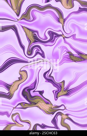 Faszinierendes abstraktes Design mit fließenden Marmormustern in Violett- und Grüntönen. Perfekt für Hintergründe, kreative Projekte und moderne Desi Stockfoto