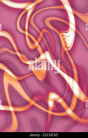 Dynamisches abstraktes Design mit fließenden Wellenlinien in sanften Rosa- und Orangetönen. Das moderne und lebendige Bild vermittelt Energie und Bewegung – ideal für BAS Stockfoto