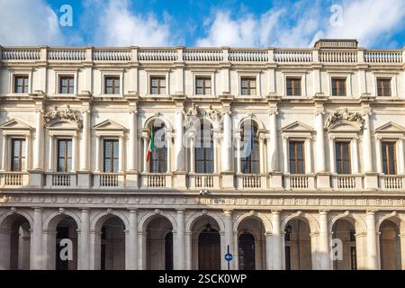 Stadtbibliothek Angelo Mai im Palazzo Nuovo am Piazza Vecchia in Bergamo Oberstadt, Italien, Europa. Stockfoto