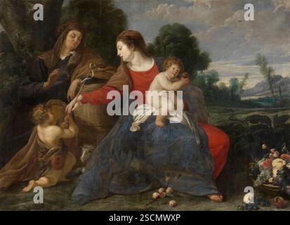 Madonna mit dem Säugling Johannes dem Täufer und Elisabeth. Stockfoto