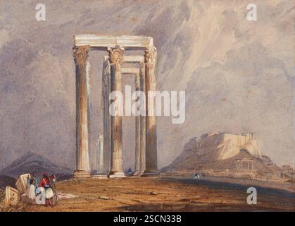 Der Tempel des Jupiter Olymp, Athen, um 1832. Stockfoto