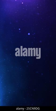 Geheimnisvolle Partikel, die durch einen dunkelblauen und violetten Nebel gleiten, wunderschön in 3D dargestellt, evozieren die Wunder des Kosmos Stockfoto