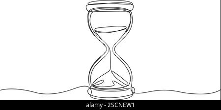 Durchgehende einzeilige Zeichnung einer Sanduhr, Strichgrafik-Vektor-Illustration Stock Vektor