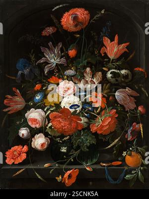Blumen in einer Glasvase, 1670. Stockfoto
