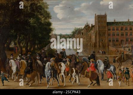 Die Prinzen von Orange und ihre Familien reiten vom Buitenhof, den Haag. Stockfoto