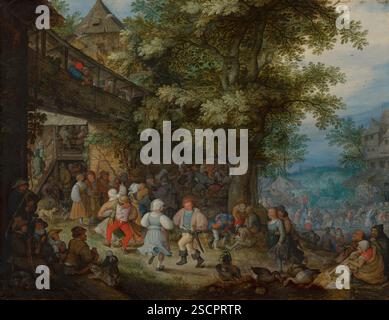 Bauern tanzen vor einem böhmischen Gasthaus, 1610. Stockfoto