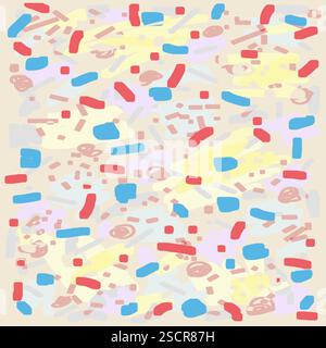 Doodle Handgezeichnetes Pop-Design, Grundfarben, Abstract Vibrant Line Illustration, Tablet Notebook Sketch Stock Vektor