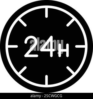 24-Stunden-Vektor-Symbol-Design-Illustration Stock Vektor