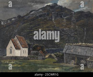 Die Kirche in Ullensvang in Hardanger, wahrscheinlich 1835. Stockfoto