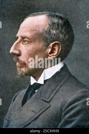 Roald Engelbrecht Gravning Amundsen, norwegischer Entdecker. Amundsen (1872–1928) leitete die erste Expedition, die den Südpol erreichte, und erreichte den Pole im Dezember 1911, einen Monat vor der unglücklichen britischen Expedition unter Captain Scott. 1918 war er der erste, der die Nordwestpassage durchquerte und dabei entdeckte, dass die Route für große Schiffe nie schiffbar sein konnte. 1928 starb er in der Arktis bei einem Flugzeugabsturz auf der Suche nach dem vermissten italienischen Aeronauten Umberto Nobile. (Farbiger Schwarzweiß-Druck). Stockfoto
