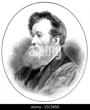 Der verstorbene Mr. Henry Warren, 1880. „Wir haben bereits den Tod dieses Künstlers am 18. Dezember, des verstorbenen Präsidenten des Instituts für Maler in Aquarellen, im fortgeschrittenen Alter von 85 Jahren aufgenommen... Er gab das Studium der Skulptur auf; 1818 wurde er Schüler der Königlichen Akademie und wandte sich der Malerei in Öl zu. Sein erster Beitrag an der Royal Academy, ausgestellt 1823, gab in ihrem Titel „Liebe unter den Rosen“ die Tendenz seines Geschmacks an; sein zweites Bild war eine Landschaft. Kurz darauf widmete er sich der Aquarellmalerei Stockfoto