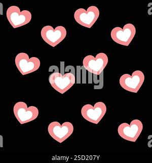 Nahtloses romantisches Herzmuster auf dunklem Hintergrund Stock Vektor