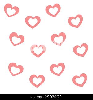 Nahtloses Valentinstag-Muster mit rosa Herzen auf weiß Stock Vektor