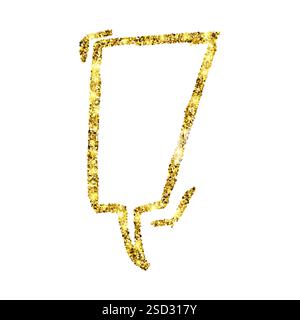 Goldene Glitzerskizze Sprachblase. Handgezeichnete leere Sprechblase. Dialogfeld leere Wolke auf weißem Hintergrund. Vektorabbildung. Stock Vektor