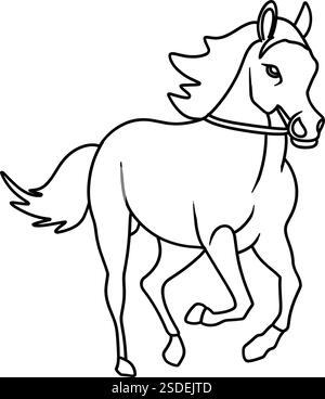 Ein majestätischer Pferderennen im Line Art Stil. Elegant und kraftvoll, perfekt für Pferdemotive, westliche Projekte oder Tierinhalte Stock Vektor