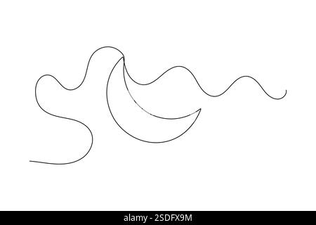 Durchgehende einzeilige Zeichnung des Mondes und isolierte Vektorgrafik im minimalistischen Stil Stock Vektor