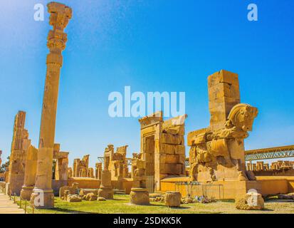 Persepolis, eine antike Hauptstadt der Könige der Achämenischen Dynastie des Iran (Persien), wurde 1979 zum UNESCO-Weltkulturerbe erklärt. Stockfoto