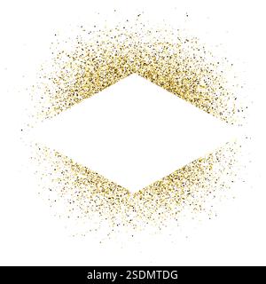 Grußkarte mit weißem Rautenrahmen auf goldenem Glitzerhintergrund. Leerer weißer Hintergrund. Vektorabbildung. Stock Vektor