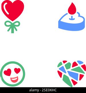 Setzen Sie Symbole oder Valentinstag-Symbole, Weihnachtsschilder für Feiertage, Vektor-trendigen modernen Stil. Stock Vektor