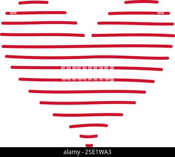 gestreift Herz Kritzelstil Liebe isolierte Icon romantisches Symbol der Liebe für Web Grafik Design Poster Tattoo Valentinstag Grußkarte Linie Kunst Vektor Illustration Stock Vektor