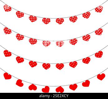 Valentinstag Girlande Wimpel, Feiertagsherzen Banner, Girlanden Herz, Wimpelfahnen, romantisches Papieralbum mit Girlanden, Vektor des Festivals hängen Stock Vektor