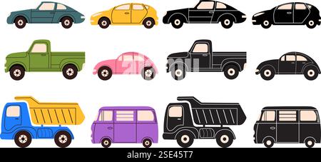 Set von Autos im Kritzelstil, Vektor Stock Vektor