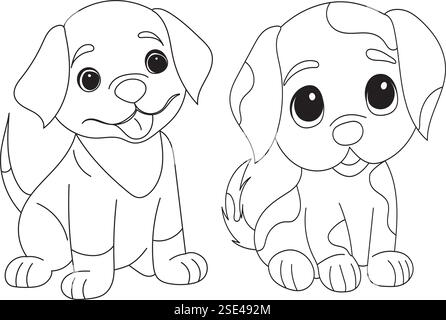 Welpen für Kinder Malbuch, Vektor Stock Vektor