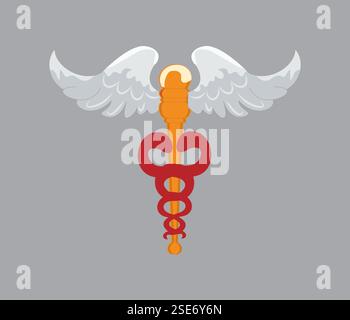 Medizinisches Caduceus-Symbol auf blauem Hintergrund Stock Vektor