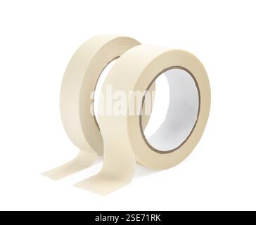 Rollen Abdeckband isoliert auf weiß Stockfoto